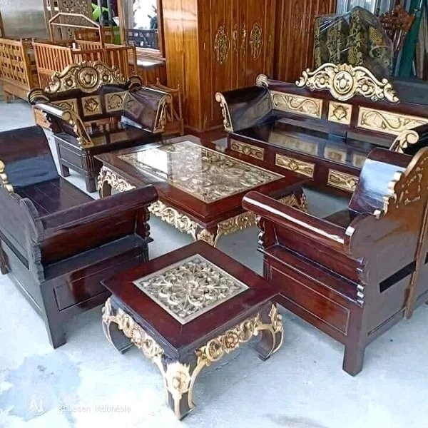 Kursi Sofa Madura Full ukiran Kayu Jati Perhutani Jepara